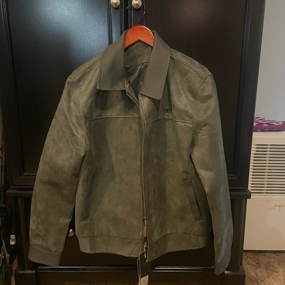 Large grey Superlative Fashion Suede style jacket - made in Italy.